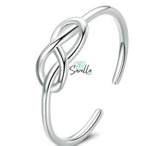 Solid 925 Silver Resizable Infinity Knot Ring Minimalist Luxury